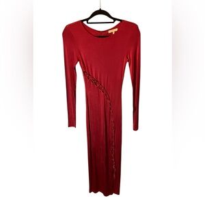 Lurelly Scarlet Red Cut Out Long Sleeve Maxi Dress Size 2 Sexy Formal